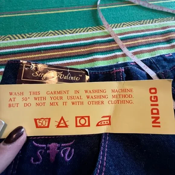 VTG 1970s Sergio Valente Pink Topstich Straight Leg Blue Jeans 27" NWT deadstock - Picture 10 of 10